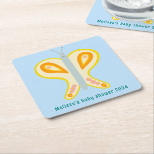 Porta-copo De Papel Quadrado Chá de fraldas PERSONALIZADO da Borboleta de Corte