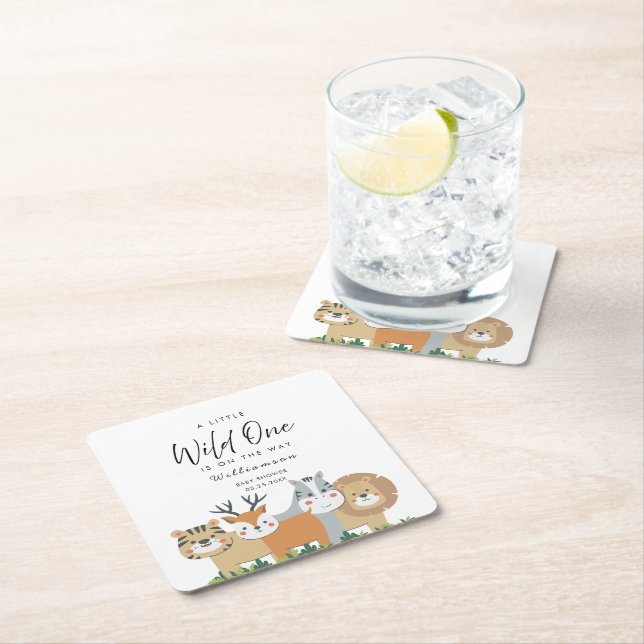 Porta-copo De Papel Quadrado Chá de fraldas Safari Selgle (Insitu)