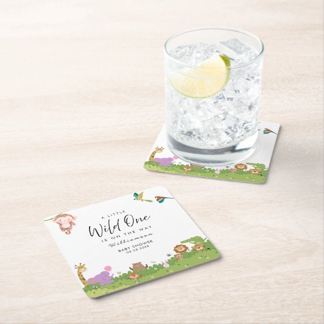 Porta-copo De Papel Quadrado Chá de fraldas Safari Selgle (Insitu)