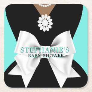 Porta-copo De Papel Quadrado Chá de fraldas Tema da Tiffany do Rico Étnico Glam