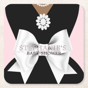 Porta-copo De Papel Quadrado Chá de fraldas Tema Tiffany do Rico Étnico Rosa Gl