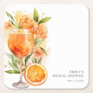 Porta-copo De Papel Quadrado Chá de Noiva Aperol Spritz