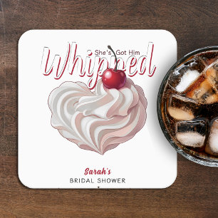 Porta-copo De Papel Quadrado Chá de Noiva Cereja com Creme Chantilly
