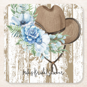 Porta-copo De Papel Quadrado chá de noiva cowgirl