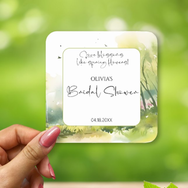 Porta-copo De Papel Quadrado Chá de noiva de Floresta Primavera Rústica (Criador carregado)