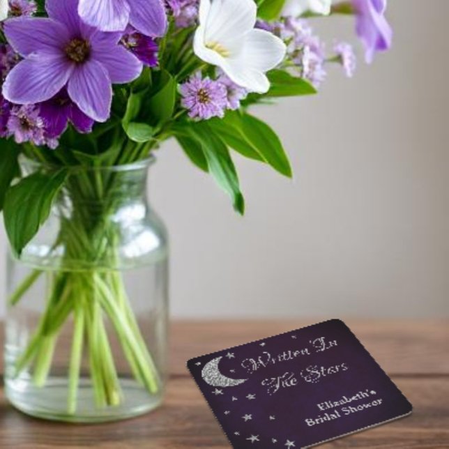 Porta-copo De Papel Quadrado Chá de Noiva Escrito Nas Estrelas (Criador carregado)