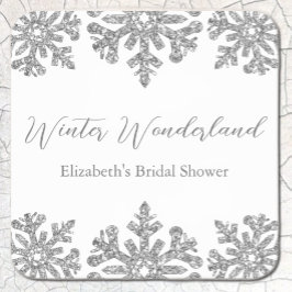 Porta-copo De Papel Quadrado Chá de Noiva Floco de Neve de Inverno