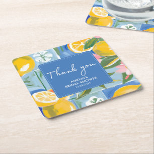 Porta-copo De Papel Quadrado Chá de noiva La dolce vita verão mediterrâneo