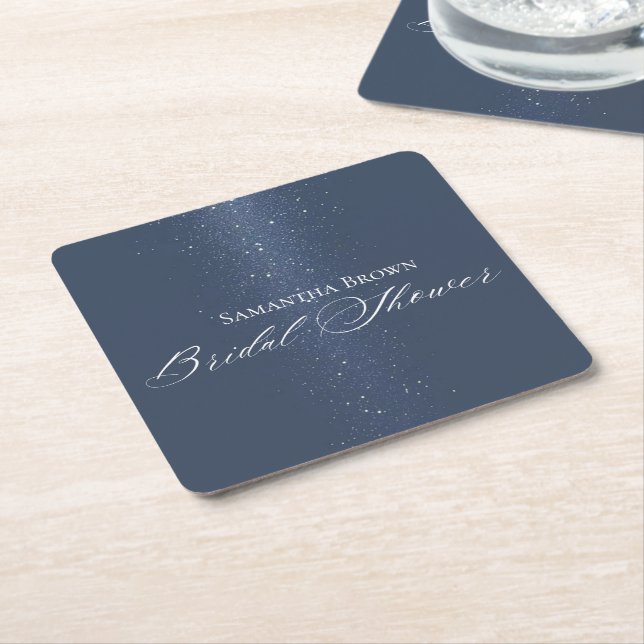 Porta-copo De Papel Quadrado Chá de Noiva sob Estrelas e Luzinhas (Inclinado)