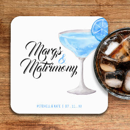 Porta-copo De Papel Quadrado Chá de Panela Azul Margs e Matrimônio