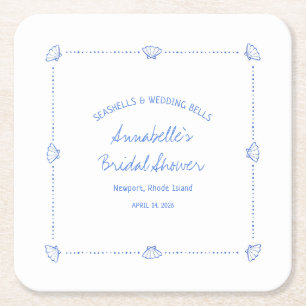 Porta-copo De Papel Quadrado Chá de panela de Conchas de Cascas e Faixas de Cas