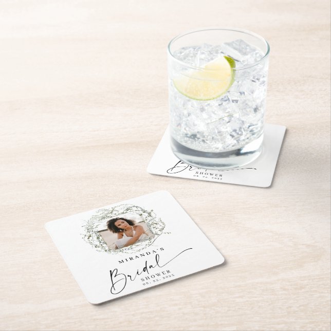 Porta-copo De Papel Quadrado Chá de panela de Foto Eucalyptus Greenery (Insitu)