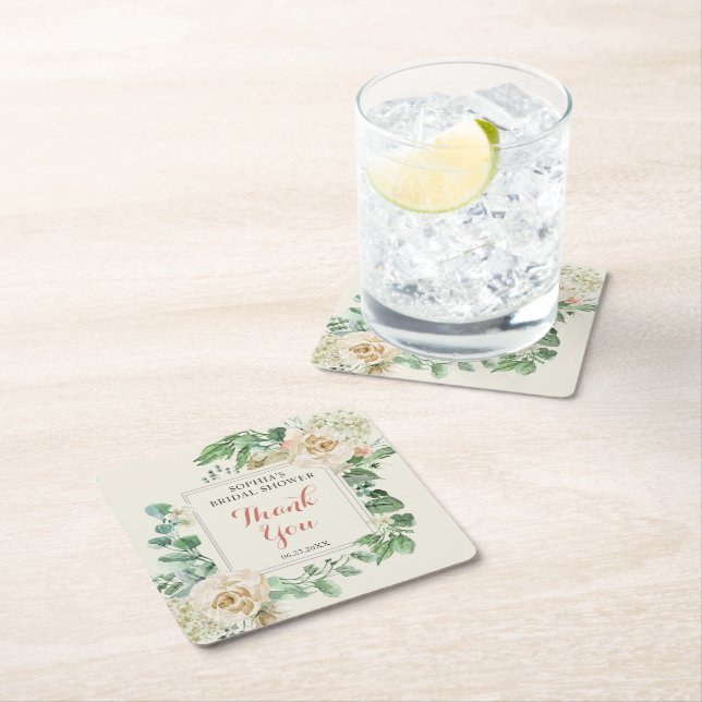 Porta-copo De Papel Quadrado Chá de panela Floral Classic Boho Rosa (Insitu)