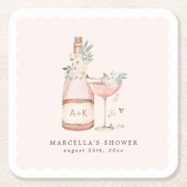 Porta-copo De Papel Quadrado Chá de panela Petals & Prosecco - Bachelorette
