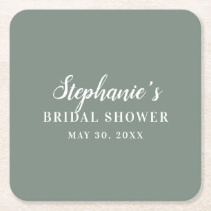 Porta-copo De Papel Quadrado Chá de panela Verde e Branco Minimalista Sage