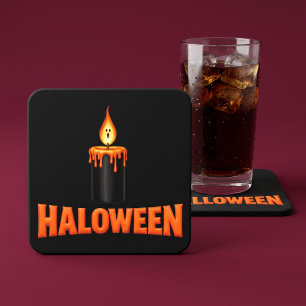Porta-copo De Papel Quadrado Chama de Vela de Halloween