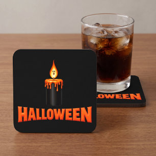Porta-copo De Papel Quadrado Chama de Vela de Halloween