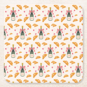 Porta-copo De Papel Quadrado Champagne e Croissants