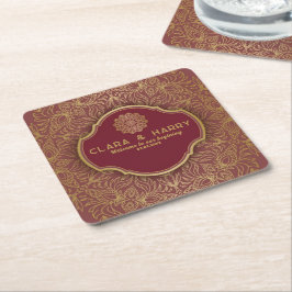 Porta-copo De Papel Quadrado Champagne gold calligraphy romantic weeding