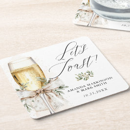 Porta-copo De Papel Quadrado Champagne Let's Toast Winter Engagement