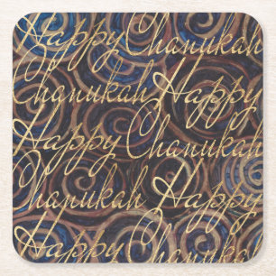Porta-copo De Papel Quadrado Chanukah Spinning Golds