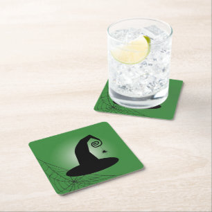 Porta-copo De Papel Quadrado Chapéu de bruxa com Portas copos de Livro Verde em