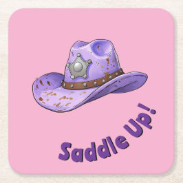 Porta-copo De Papel Quadrado Chapéu de Cowgirl Roxo Claro