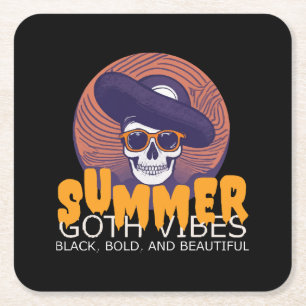 Porta-copo De Papel Quadrado chapéu de verão caveira