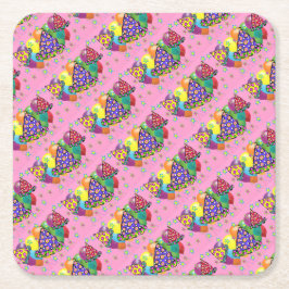 Porta-copo De Papel Quadrado Chapéus do Partido Birthay