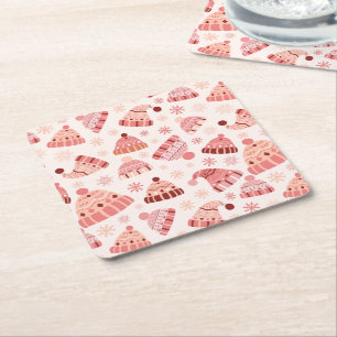 Porta-copo De Papel Quadrado Chapéus e Mittens de inverno