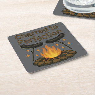 Porta-copo De Papel Quadrado Charred to Perfecny Campfire Hot Dog