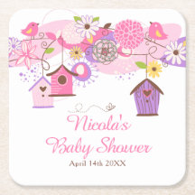 Chás de Bebê em Gaiolas de Pássaros Florais Rosa e
