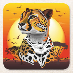 Porta-copo De Papel Quadrado Cheetah African Feline Wild Animal
