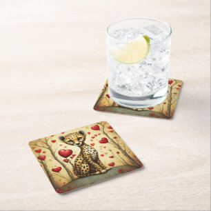 Porta-copo De Papel Quadrado Cheetah Love 3