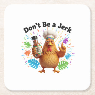 Porta-copo De Papel Quadrado Chef de Frango Molho Picante Engraçado Humor de