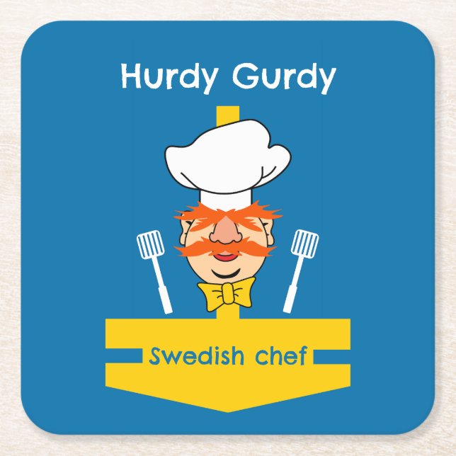 Porta-copo De Papel Quadrado Chef Sueco (Frente)