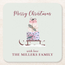 Porta-copo De Papel Quadrado Cheio de presentes, verde-claro