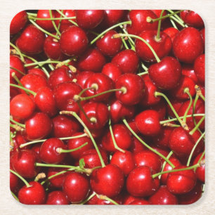 Porta-copo De Papel Quadrado Cherries Red