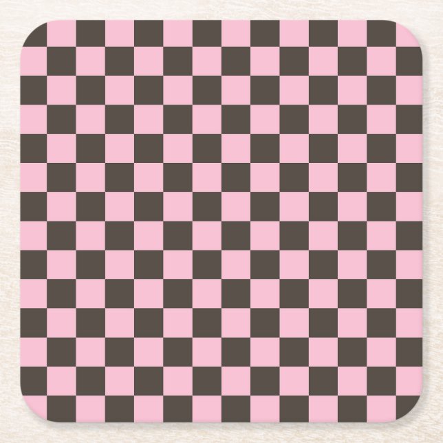 Porta-copo De Papel Quadrado Cherry blossom checkered board pattern (Frente)