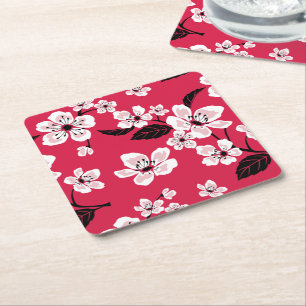 PORTA-COPO DE PAPEL QUADRADO CHERRY BLOSSOM - SAKURA (VERMELHO)