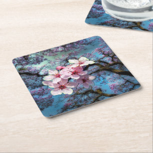 Porta-copo De Papel Quadrado Cherry Blossum