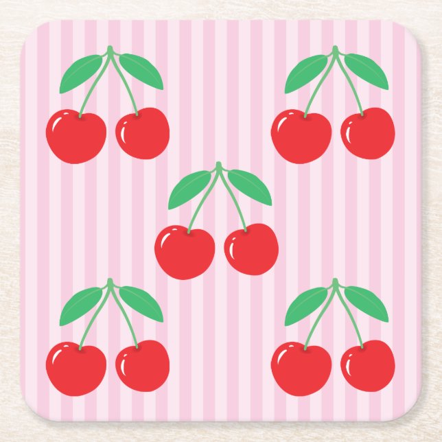 Porta-copo De Papel Quadrado Cherry Paper Square Coasters (Frente)