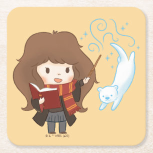 Porta-copo De Papel Quadrado Chibi Hermione Granger Patronus