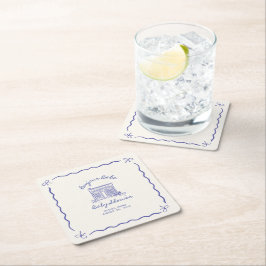 Porta-copo De Papel Quadrado Chic Bonjour bebe baby shower