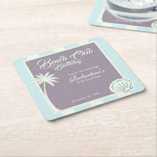 Porta-copo De Papel Quadrado Chic Clube de Praia de Faixa Costeira 50º Aniversá