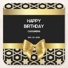 Porta-copo De Papel Quadrado Chic Dourado Egito Geométrico Arco Dourado Feliz A