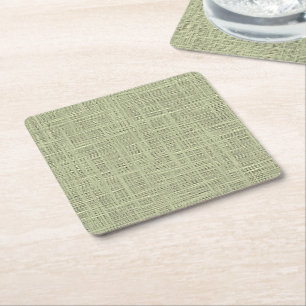 Porta-copo De Papel Quadrado Chic Sage Herb Green Faux Jute Tecido Padrão