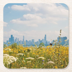 Porta-copo De Papel Quadrado Chicago como visto do pássaro do porto de Montros