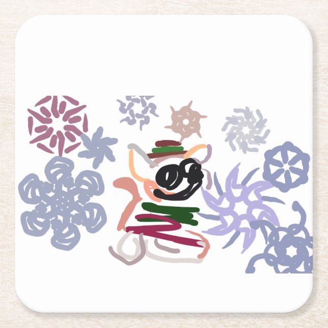 Porta-copo De Papel Quadrado  Chihuahua Winter  (Frente)