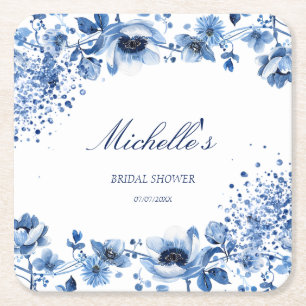 Porta-copo De Papel Quadrado Chinoiserie Asiática Light Blue Bridgerton